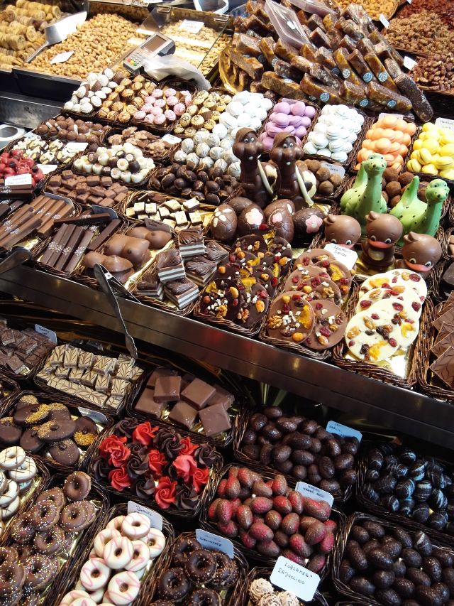 Csoki minden mennyiségben a La Boqueria piacon