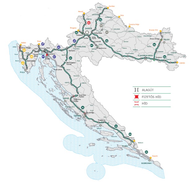 Horvátország autópálya térkép